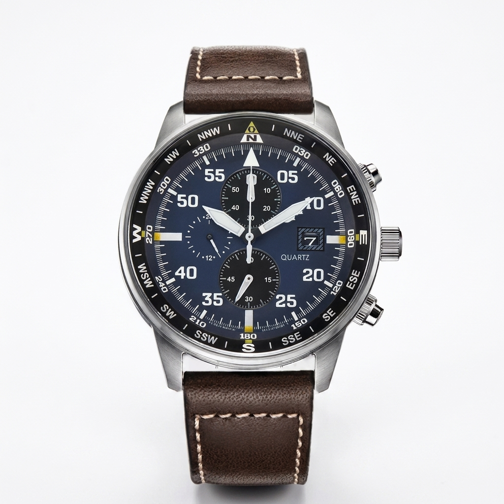 Pilot Chronograph mit Lederarmband Braun